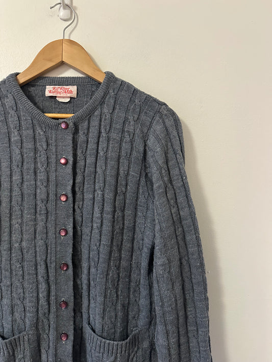 Fall River Knitting Mills Vintage Cable Knit Cardigan | Size Medium