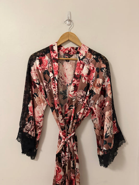 Victoria's Secret Floral Satin and Lace Robe | Size XS/S