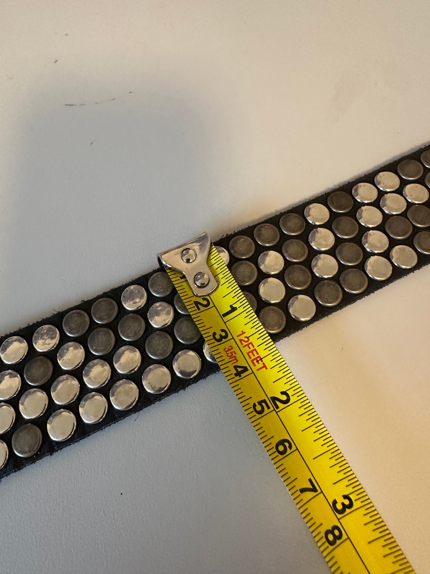 Black Leather All Over Silver Studded Belt