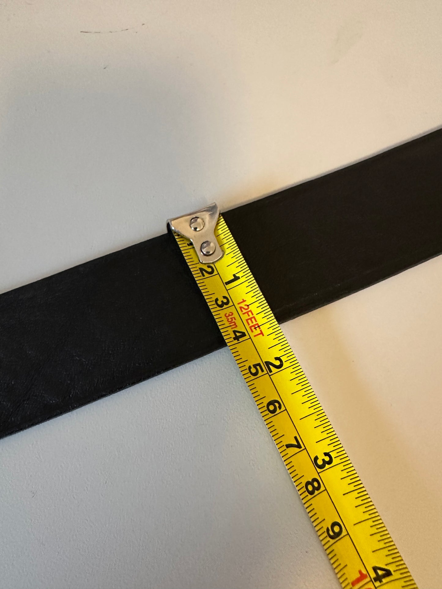Black Leather Belt with Silver Oval Buckle
