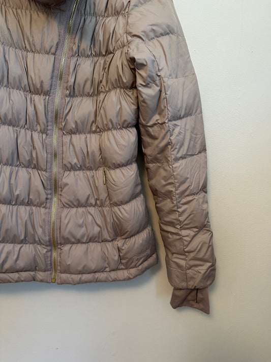 Athleta Mauve Asymmetrical Zip Funnel Neck Puffer Jacket | Size Medium