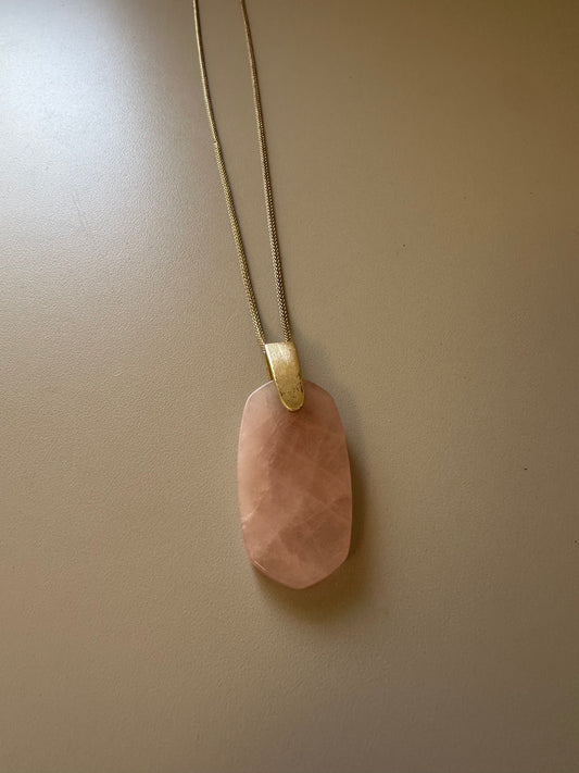 Kendra Scott Inez Gold Long In Rose Quartz Plated Brass Pendant Necklace