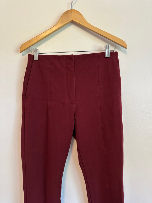 Ann Taylor Seam Detail Vented Hem Ankle Pants in Burgundy | Size 6