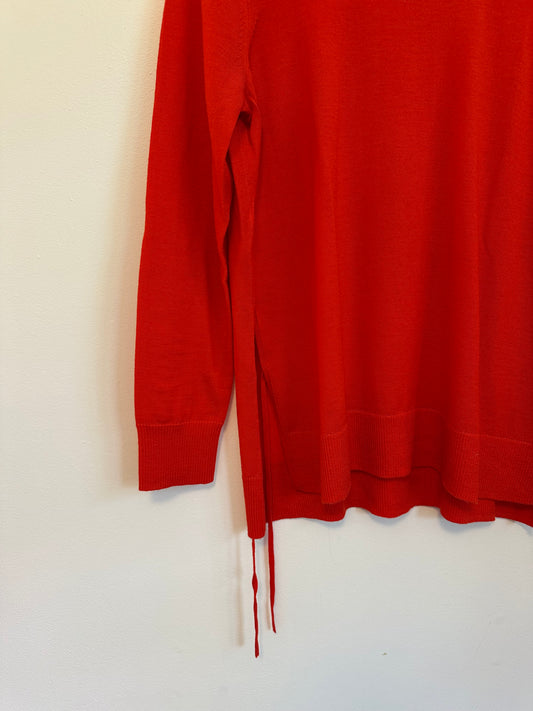 J. Crew Red 100% Merino Wool Side Tie Sweater | Size Medium