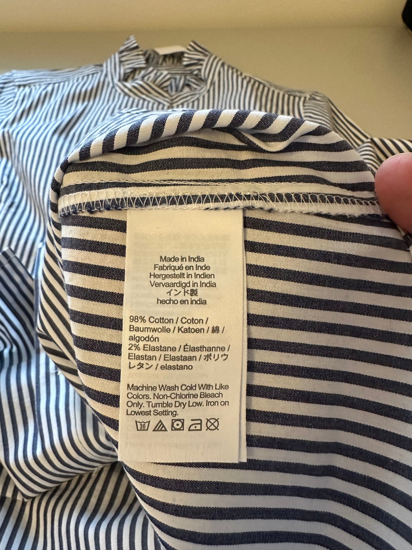 J. Crew NWT Ruffle Neck Button Down Blue and White Stripe Shirt | Size Medium