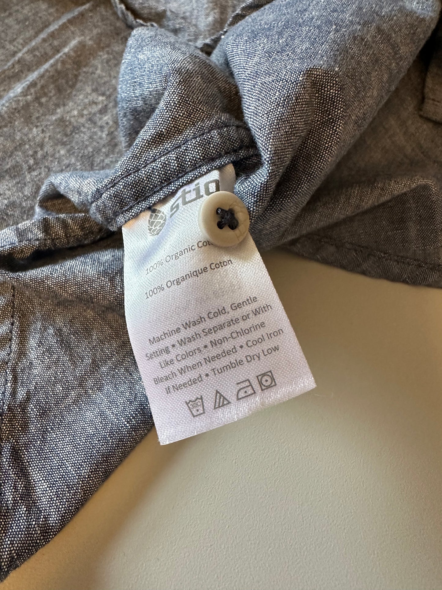 Stio Blue Organic Cotton Chambray Western Button Down Shirt | Size Large