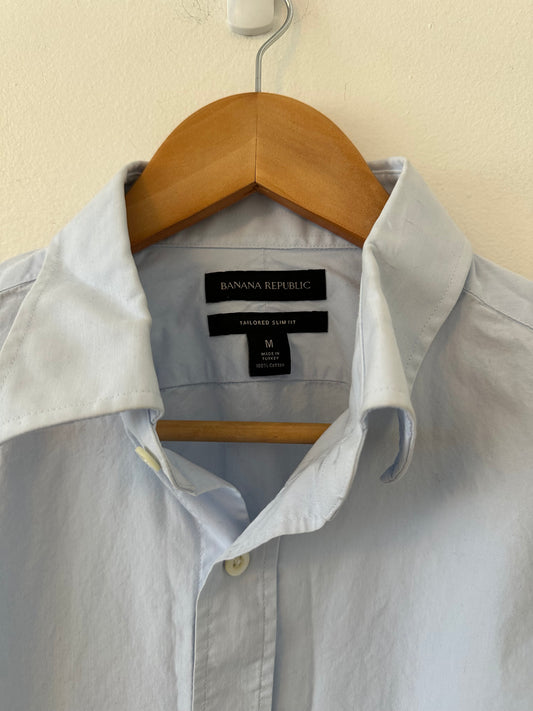 Banana Republic Blue Tailored Slim Fit Cotton Classic Button Down Shirt | Size Medium