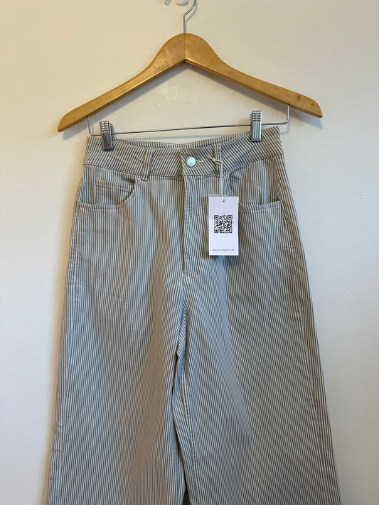 Dear John Denim NWT Audrey Wide Leg Jean in Railroad Gray Stripe | Size 26
