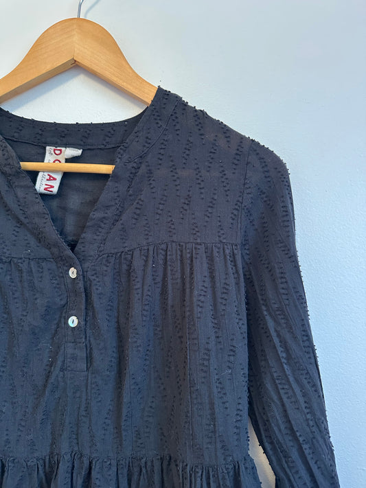 Dolan Babydoll Cotton Eyelet Peasant Blouse in Black | Size XS