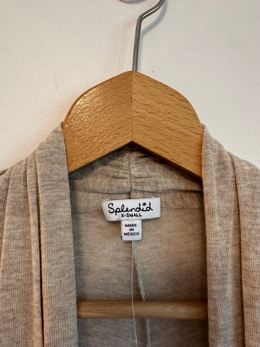 Splendid Oatmeal Heather Draped Open Front Cardigan in Beige | Size XS