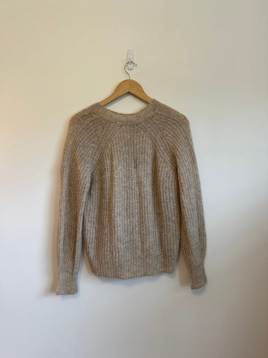 NWT 360 Sweater Sparkle Gold Metallic Alpaca Blend V-Neck | Size XS