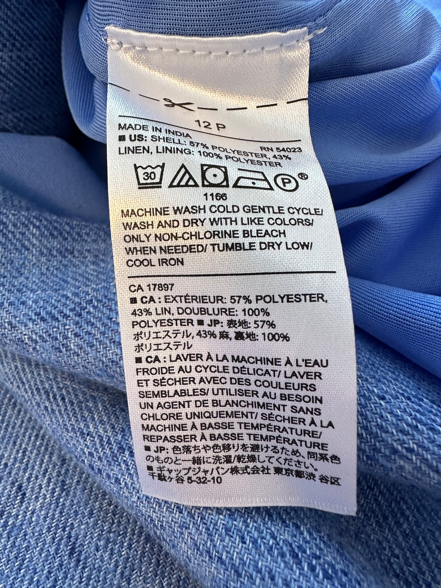 Banana Republic Blue Linen Blend Wrap Skirt | Size 12P