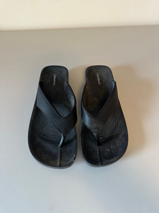 Aerothotic Women Black Orthotic Arch Support Flip Flop Sandals | Size 36 / US 6