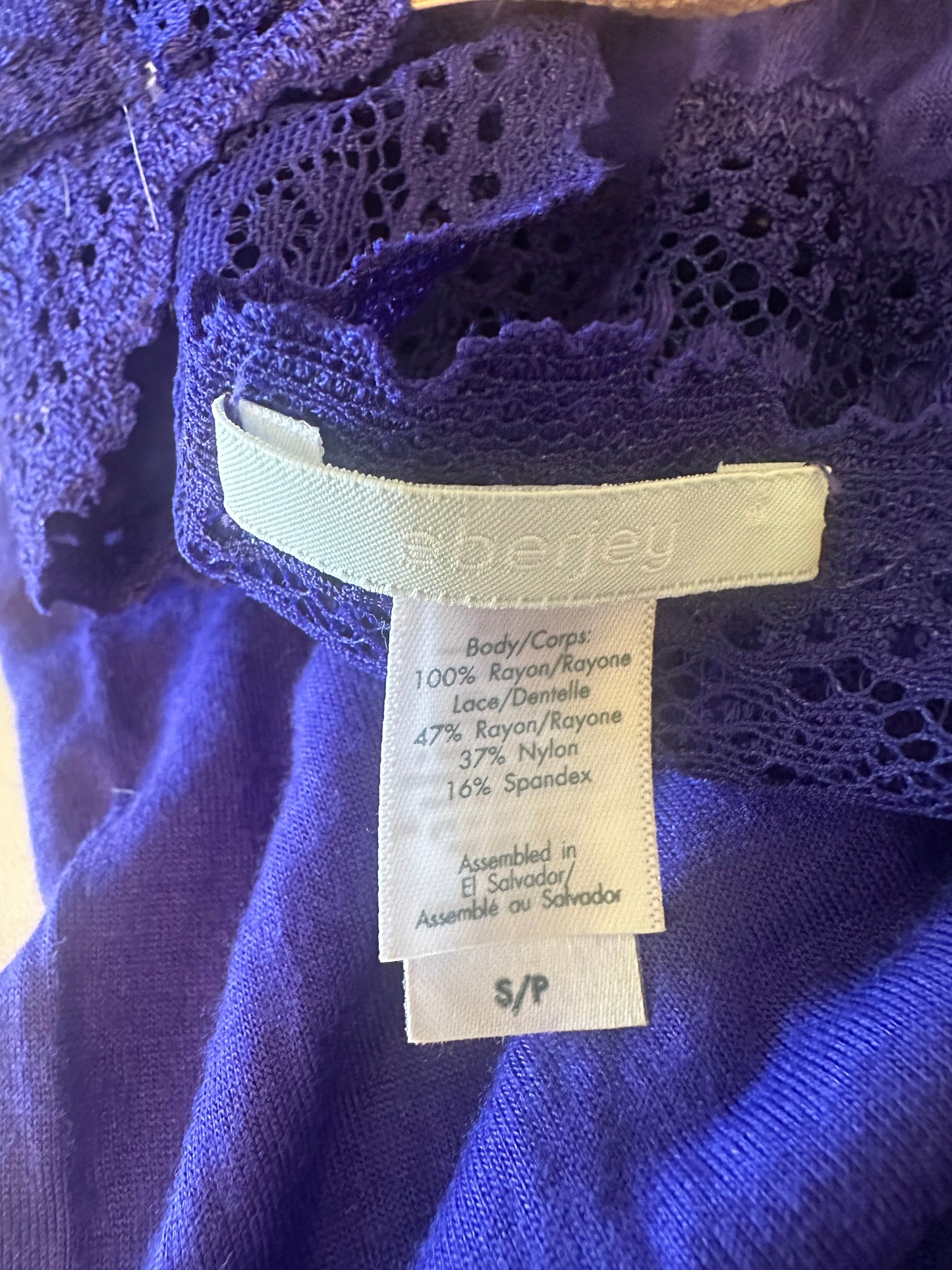 Eberjey Royal Blue Lace Trim Chemise Nightgown | Size Small
