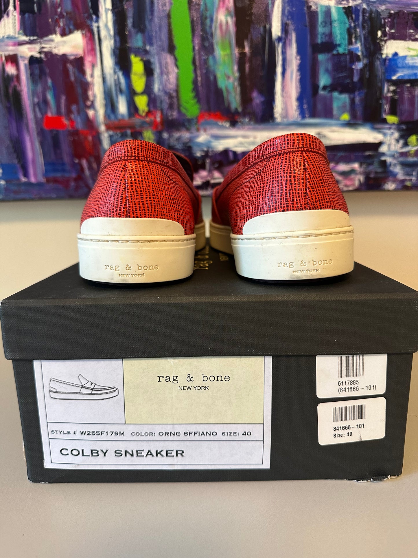 New Rag & Bone Colby Sneaker Loafer in Red Saffiano Leather | Size 40