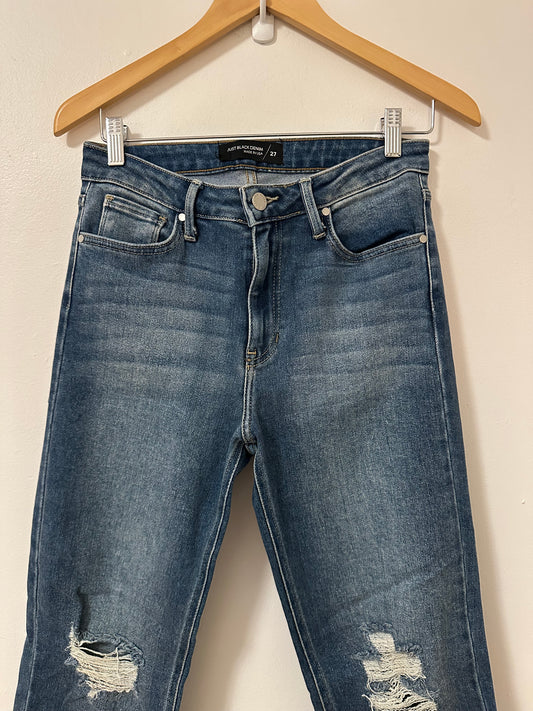Just Black Denim Distressed Straight Leg Jeans | Size 27