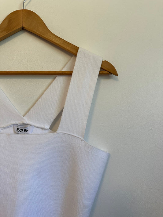 525 America NWT Square Neck White Knit Tank Top | Size Large