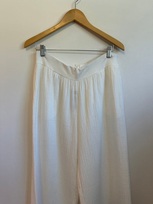 Hello Nite NWT Cotton Gauze Summer Pants in White Sand | Size Large