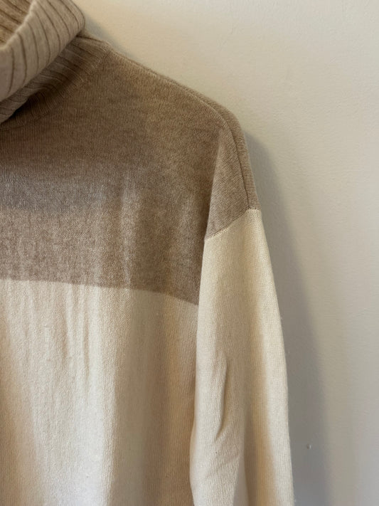 Ann Taylor Colorblock Turtleck 100% Cashmere Sweater | Size XS
