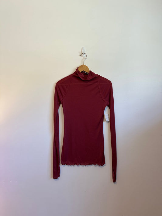 NWT Free People Close to Home Layering Ribbed Turtleneck in Crimson | Size Small
