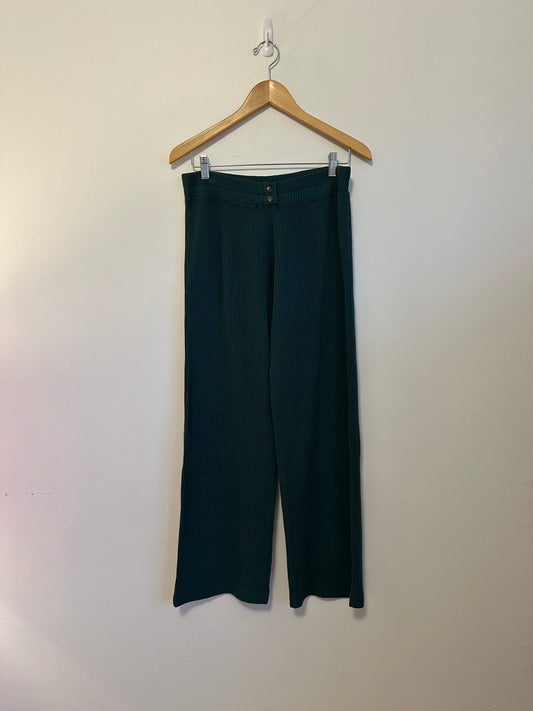 NWT Faherty Apres Waffle Knit Pull On Straight Leg Pants in Moss Green | Small
