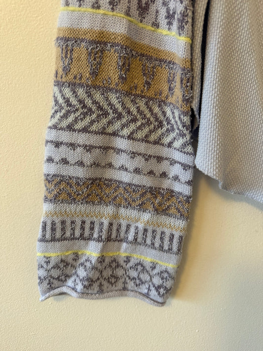 Free People Periwinkle Combo Fair Isle Thermal Long Sleeve T-Shirt | Side Medium