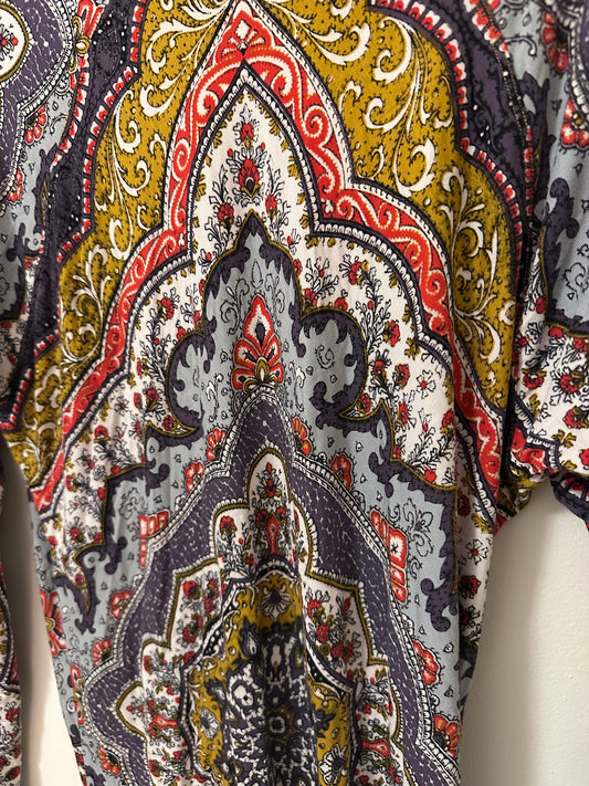 Free People Chase Me Long Sleeve Paisley Print Turtleneck | Size Small