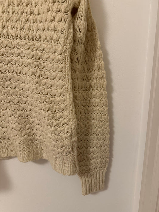 Free People Crashing Waves Cream Crochet Scoop Neck Pullover Sweater