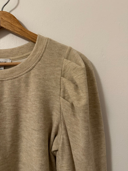 NWT Evereve Adalynn Brushed Pleated Top in Cream | Size Small