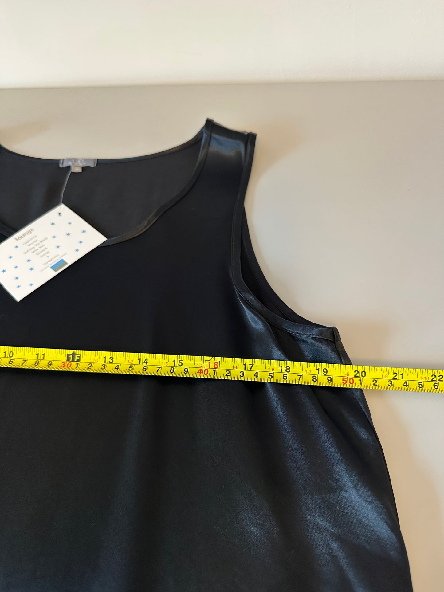 NWT PJ Harlow Jackie Satin Cami Sleep Shirt in Black | Size Medium
