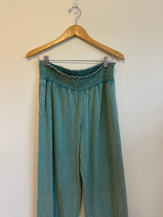 NWT Hello Nite Sea Moss Green Cotton Summer Pants | Size Large