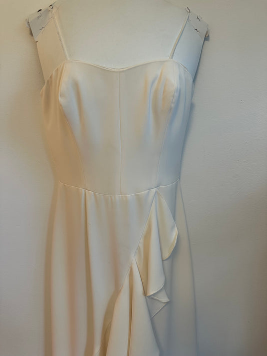 Amanda Uprichard Ivory Ruffle Strapless Dress | Size Small