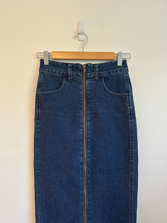 Madewell Full Zip Denim Midi Skirt | Size 24