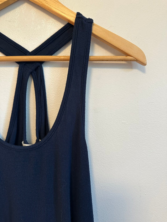 Z Supply Navy Blue Ribbed Racerback Tank Top | Size Small