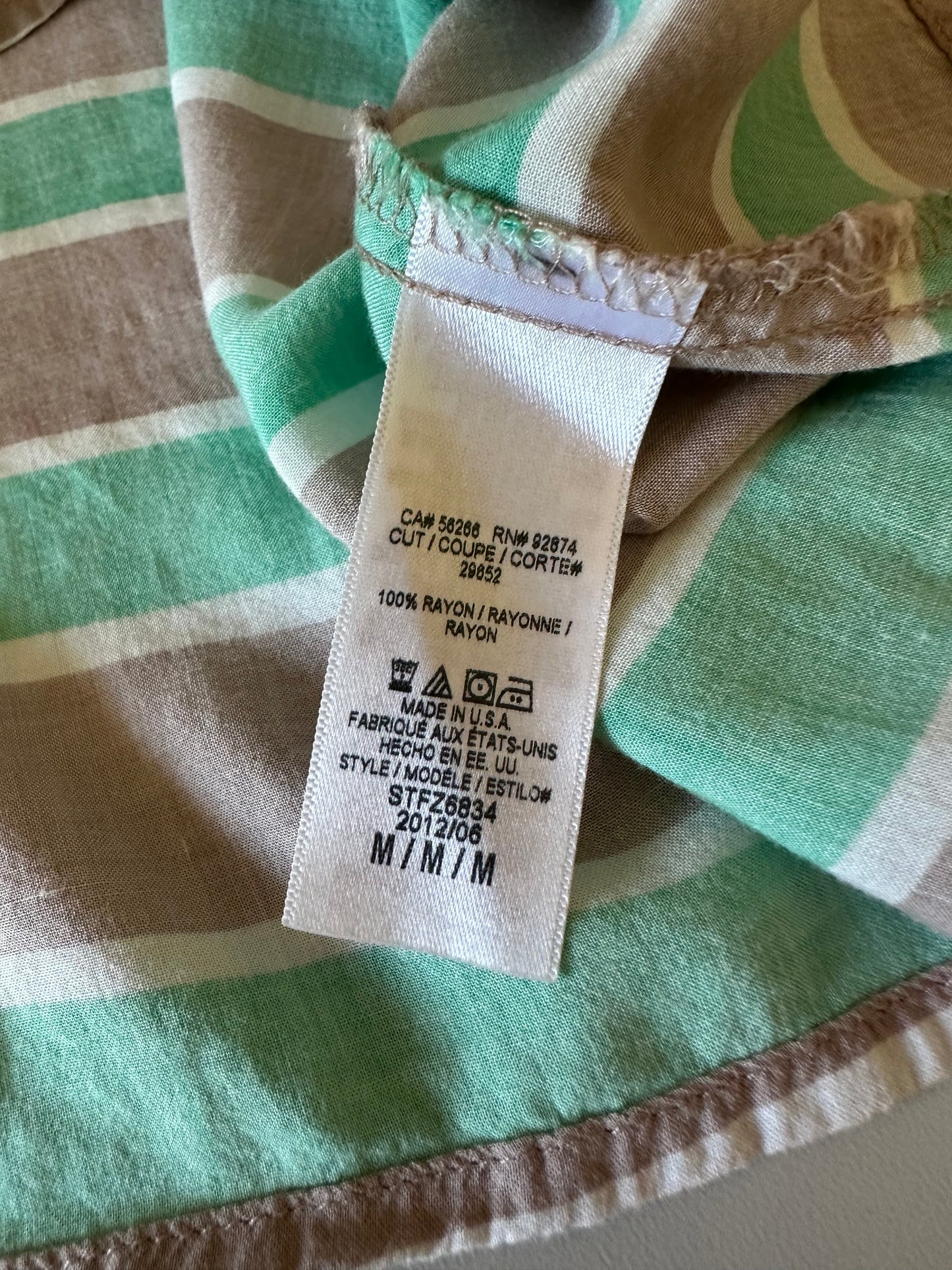Splendid Gray and Green Striped Sleeveless Blouse | Size Medium