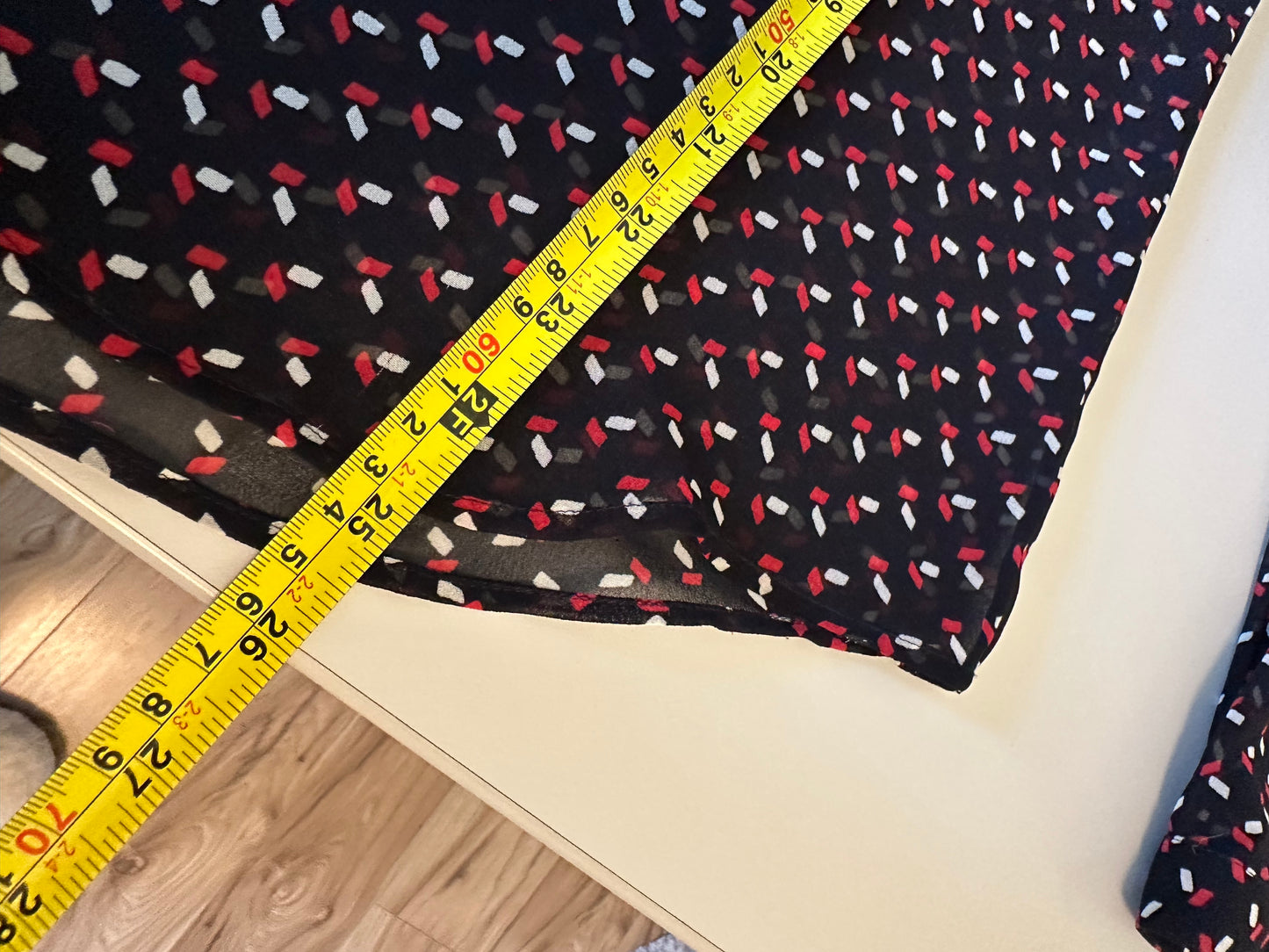 Ann Taylor Sheer Blouse in Black with White and Red Print | Size 2