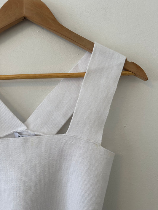 525 America Wide Strap Square Neck Knit Tank Top in Bleach White | Size Medium