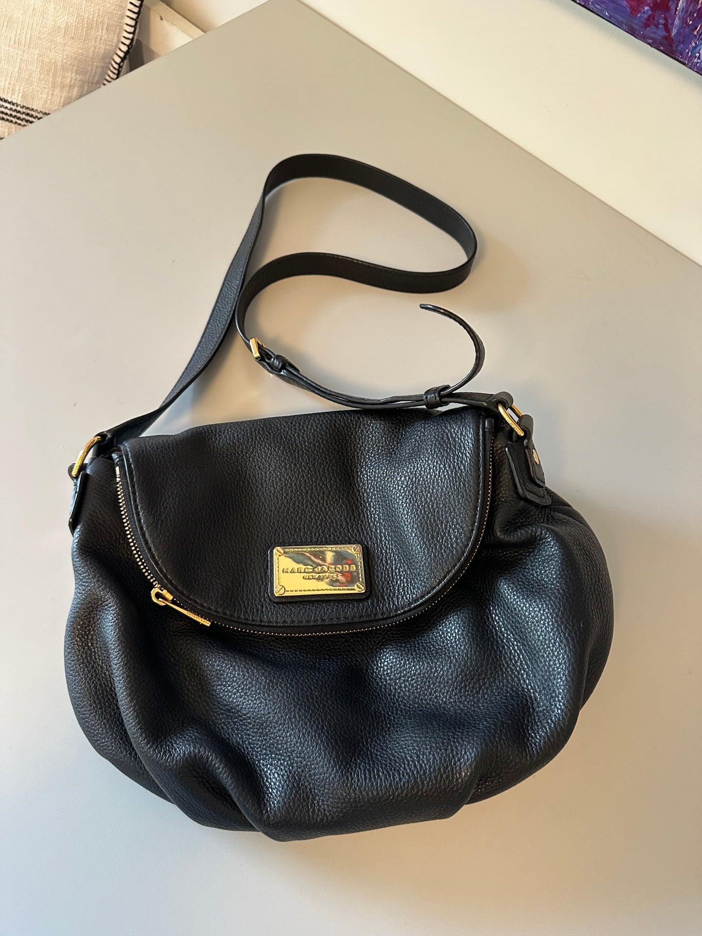 Marc by Marc Jacobs Classic Q Natasha Crossbody Bag in Black Pebbled Leather
