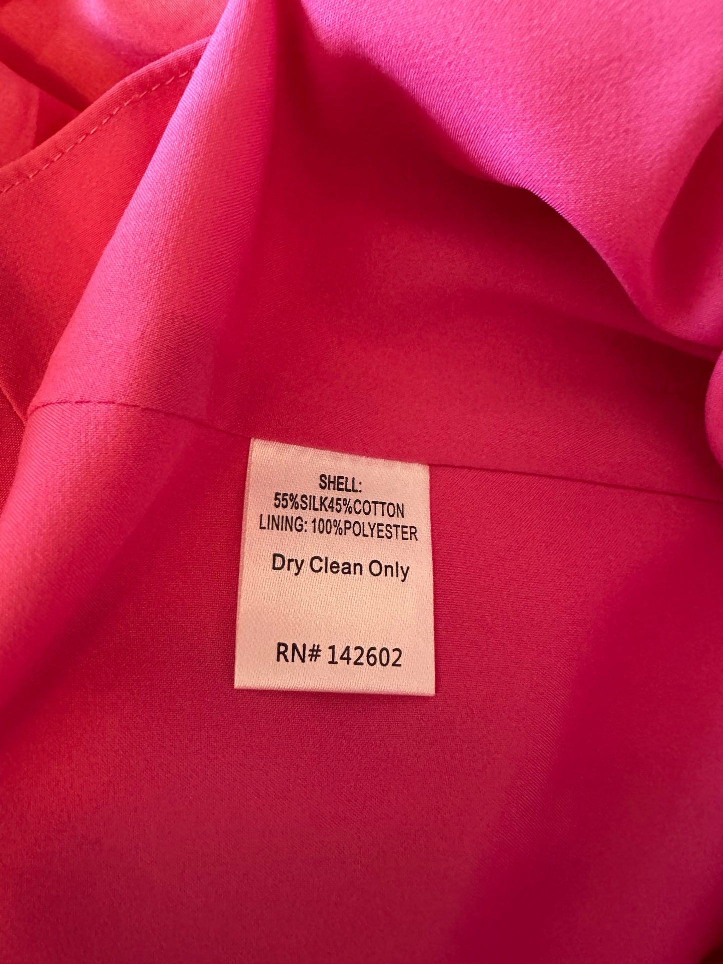 NWT Sail To Sable Puff Sleeve Silk and Cotton Maxi Dress in Hibiscus Pink | Med