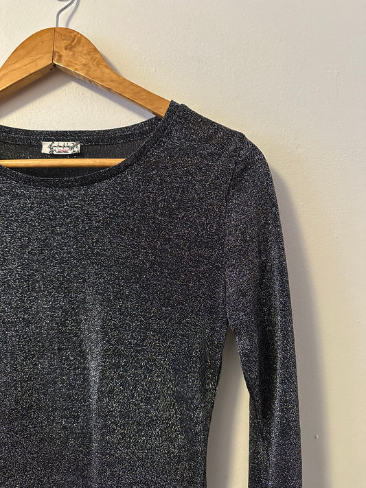 Free People Intimately Glitter Shimmer Long Sleeve Top | Size XS