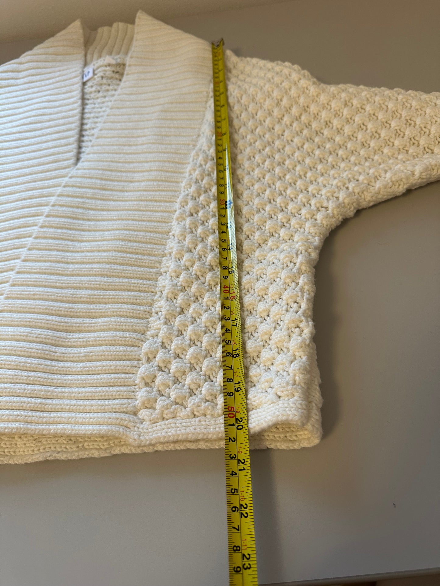 Gap Popcorn Knit Open Cardigan in White | Size Small