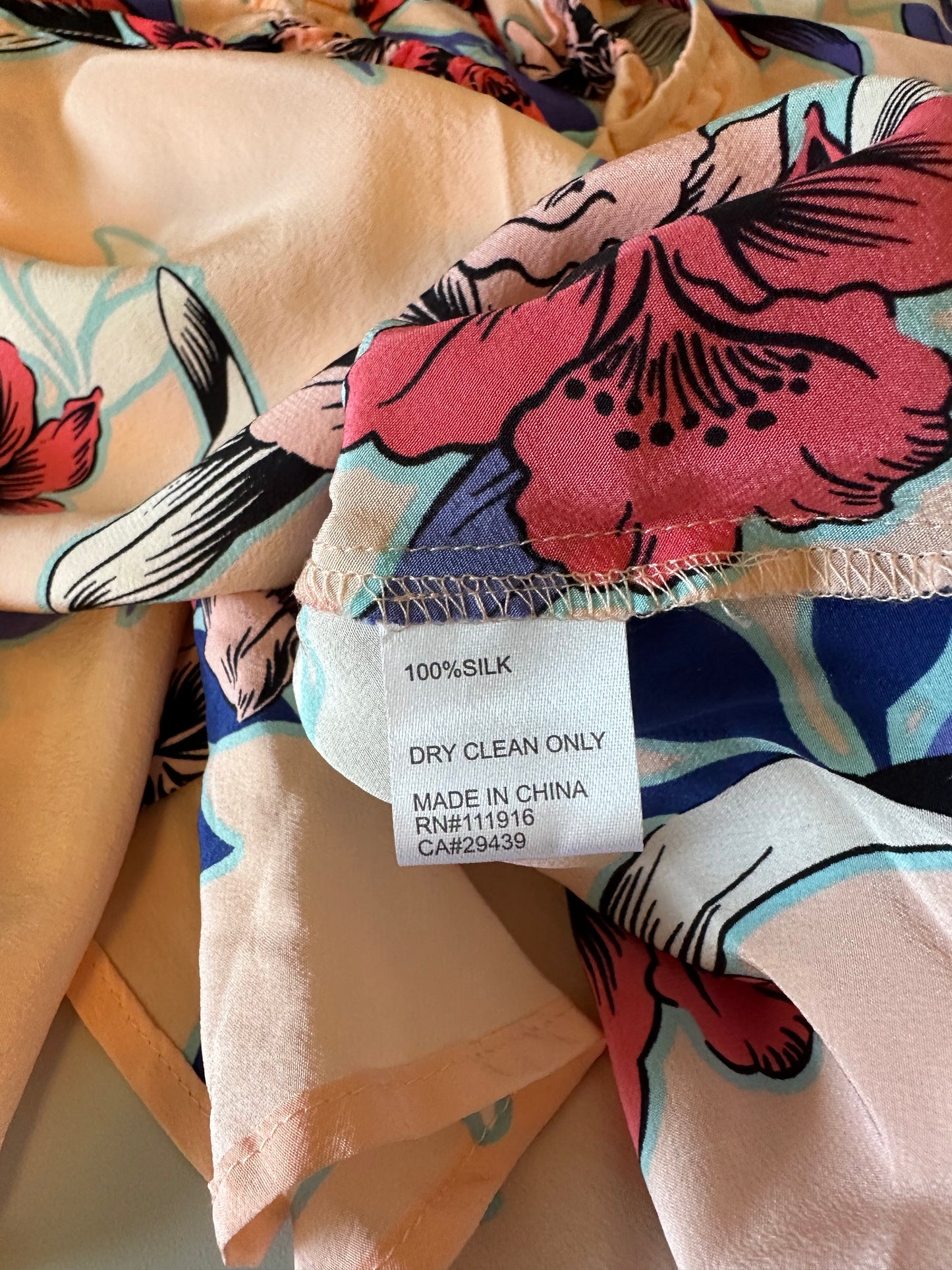Yumi Kim Butterfly Off The Shoulder Peach Silk Blouse | Size Large