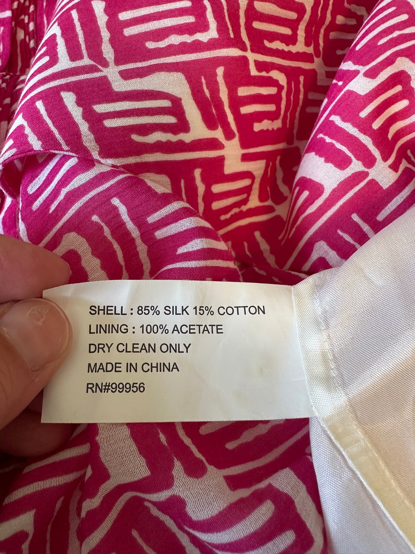 Shoshanna Geometric Pink and White Printed Crossback Dress | Size 8