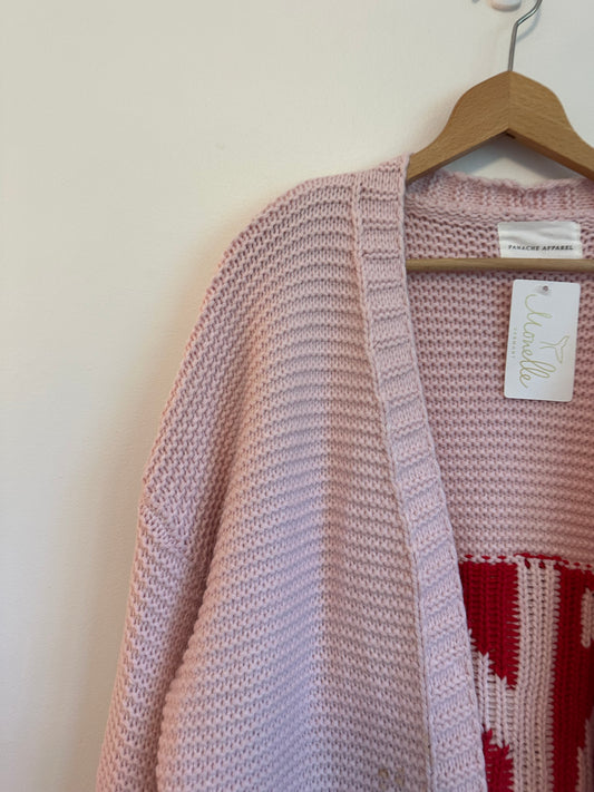 Panache Apparel Apres Ski Oversized Pink Cardigan | Size XL