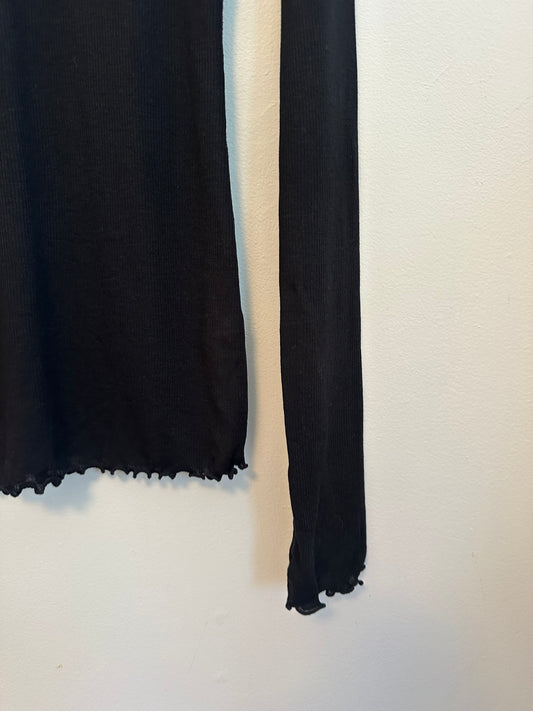 Free People Close to Home Layering Ribbed Turtleneck in Black | Size Medium