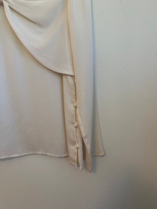 Milly Cream Bow Front Side Button Silk Blouse | Size 8
