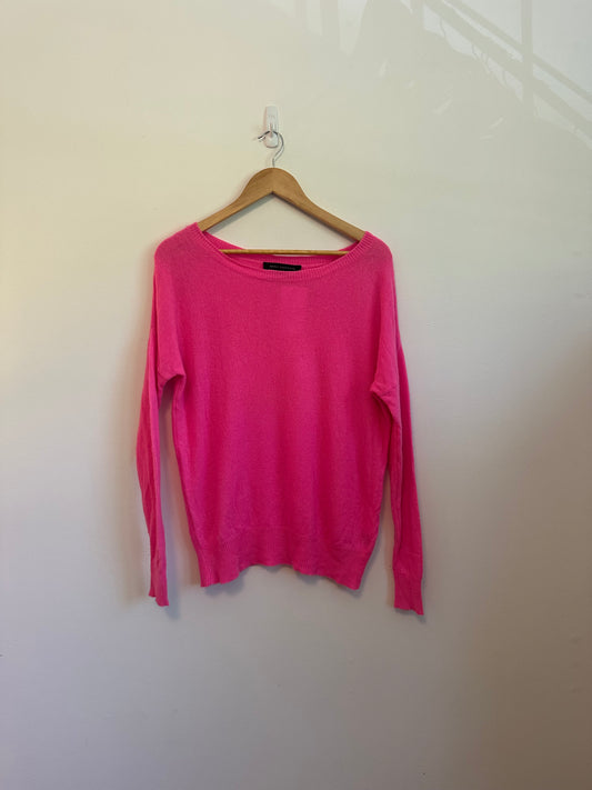 Skull Cashmere Pink and Orange Boatneck Sweater | Size Medium