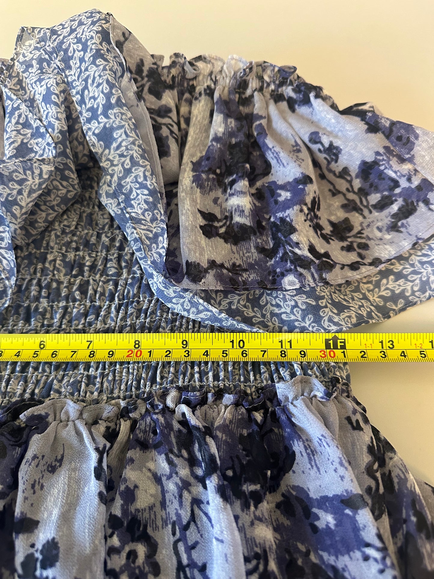Misa Los Angeles Nadia Strapless Maxi Dress in Blue Floral Chiffon | Size Medium