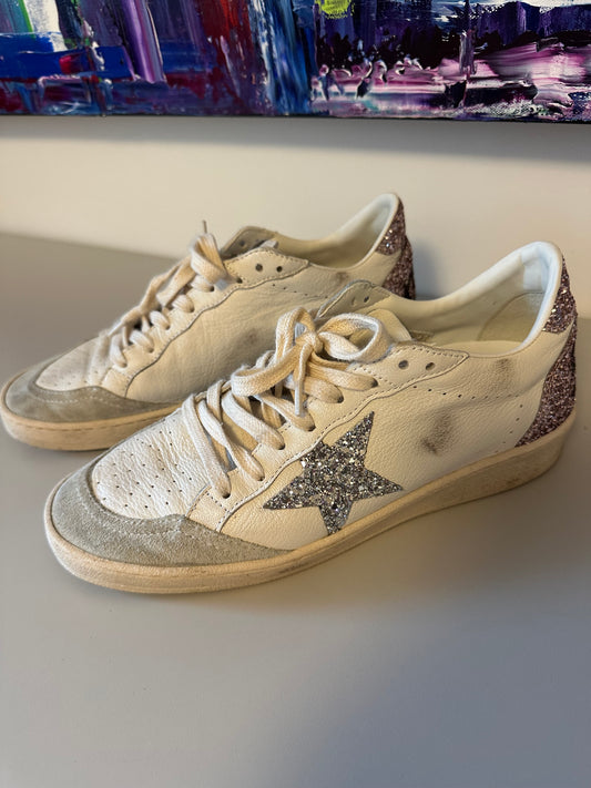 Golden Goose Glitter Ball Star Sneakers in Nappa Leather | Size 9