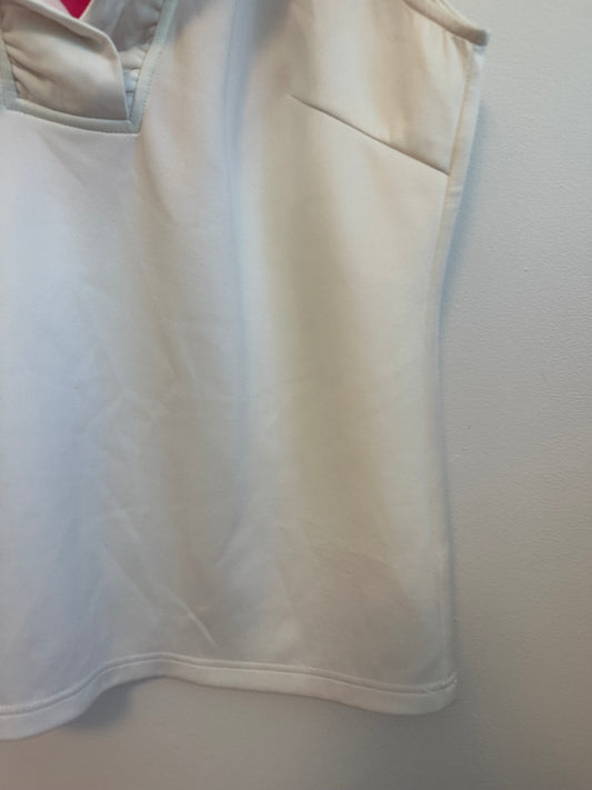Gretchen Scott Designs White Ruffle Neck Sleeveless Blouse | Size Medium